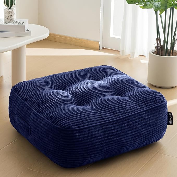 8" Washable Floor Pillow Cushion for Adults, Meditation Cushion Pillow, Large Square Floor Sitting, Removable Tufted Corduroy Cover, for Tatami Living Room or Yoga, 22x22 Inch, Machine Washable - Bloomnest