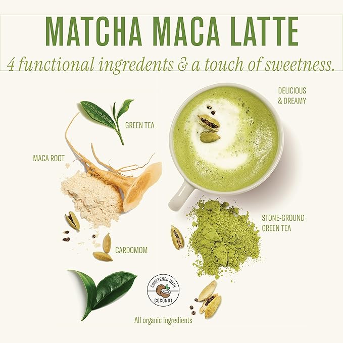 Numi Organic Matcha Maca Latte Powder – Green Tea Matcha Latte Mix with Adaptogens & Antioxidants – Vegan & Gluten Free, 2.5 oz (Makes 17 Cups) - Bloomnest