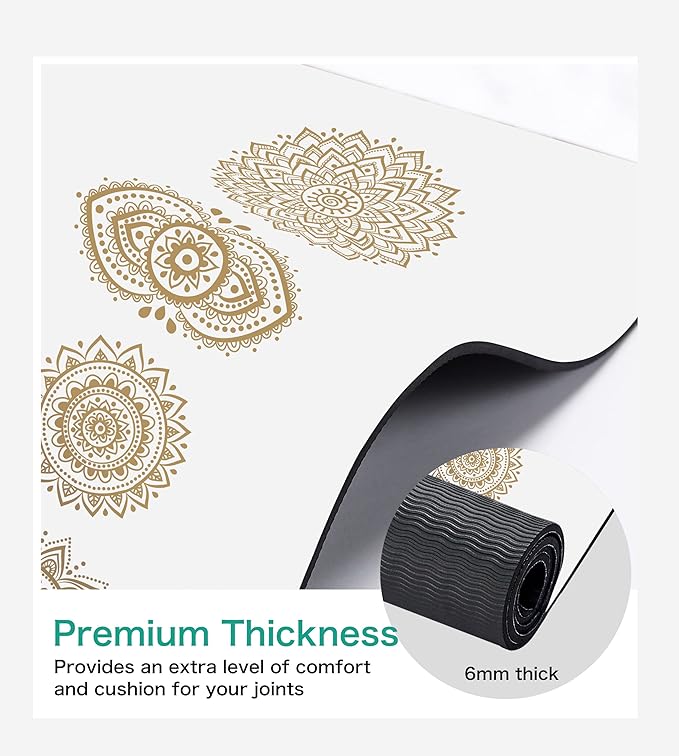 Non Slip Yoga Mat TPE Workout Mat for Men Women, Thick Workout Mat with Carrying Strap, Fitness Mats for Exercise, Yoga, Fitness, Pilates, Floor Workouts (72" x 24" x 6mm) - Bloomnest