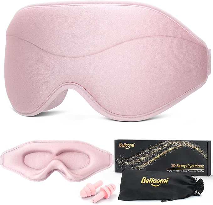 Sleep Mask, Premium Eye Mask for Sleeping, Total Blackout, Super Soft Comfort, Adjustable Fit, Upgraded 3D Ergonomic Designed Sleeping Mask for Home, Office, Travel, Meditation, Yoga, Pink - Bloomnest