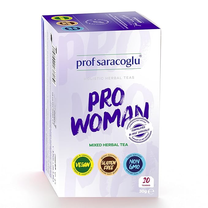 Prof Saracoglu 1 Box Pro-Woman Herbal Tea – Caffeine-Free Herbal Blend with Chamomile and Yarrow, Made for Women’s Daily Routine, 20 Organic Tea Bags in Resealable Box - Bloomnest