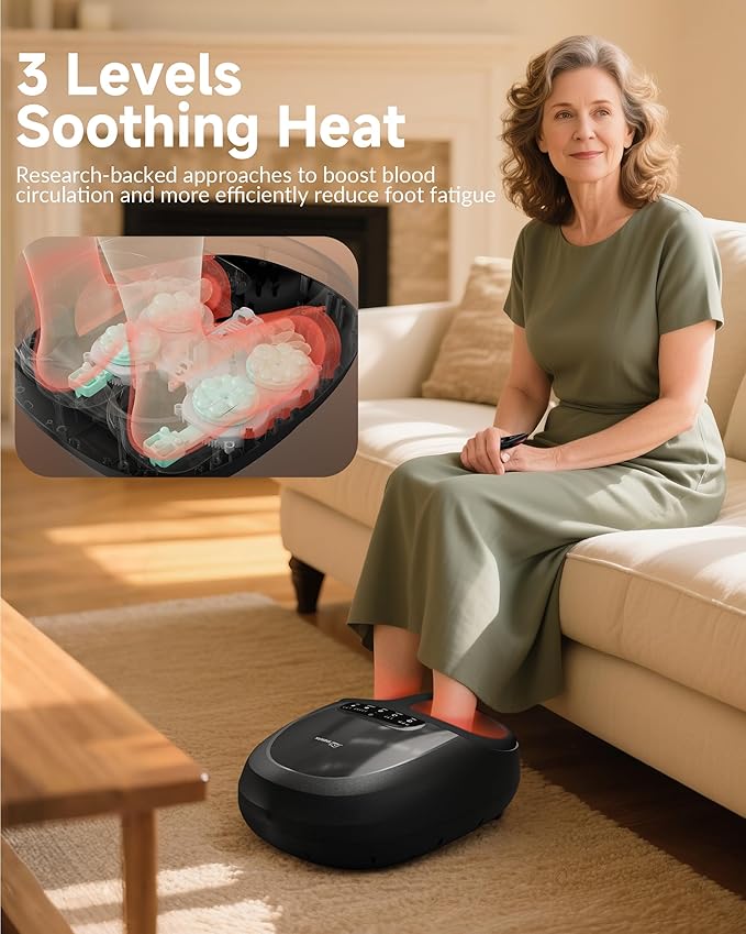 Snailax Shiatsu Foot Massager Plantar Fasciitis Neuropathy,Large Size Up 15 Feet Massage Machine with Heat,Kneading,Rolling,Scratch,Remote Control,Feet Warmer/Heater,Gifts for Men - Bloomnest