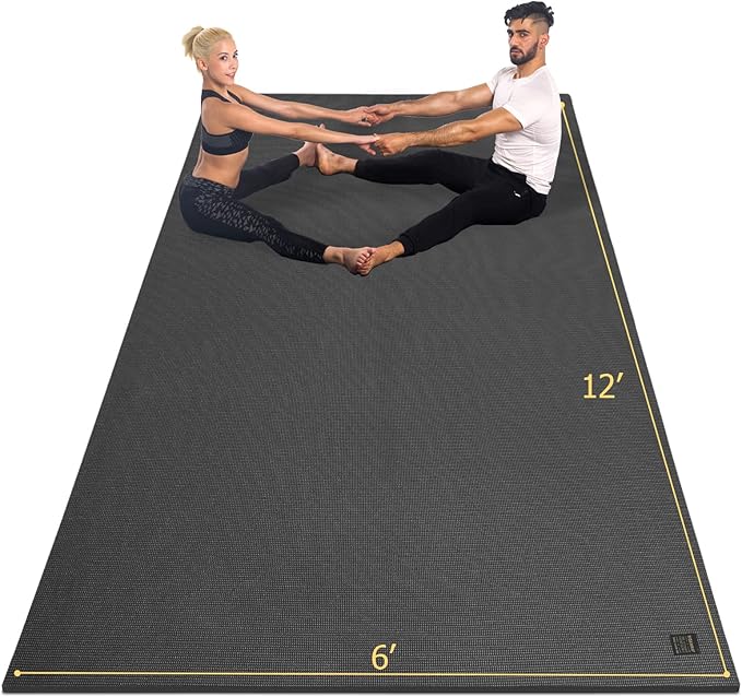 GXMMAT Large Yoga Mat 12'x6'/10'x6'/6'x8'(7mm), Extra Thick Workout Mats for Home Gym Flooring, Ultra Comfortable Non-Slip Quick Resilient Barefoot Wide Exercise Mat for Pilates, Stretching,Meditation - Bloomnest