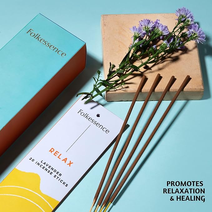 Folkulture Incense Sticks (120 Sticks) | Set of 6 Premium Incense For Calm, Aromatherapy, Daily Use| No Charcoal,Organic, Non Toxic, 45 Mins, Long Burning Lavender, Patchouli,Sandalwood Insence-Sticks FOLKULTURE