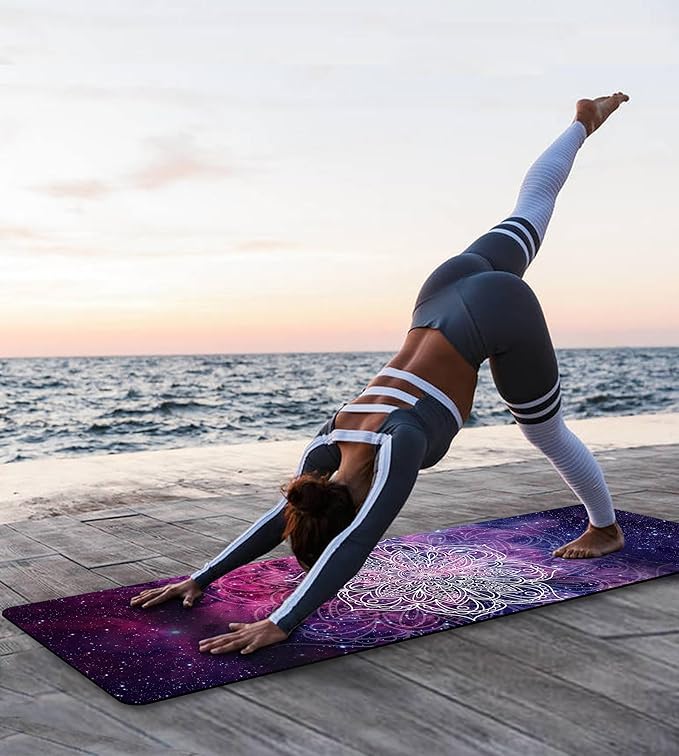 Non Slip Yoga Mat TPE Workout Mat for Men Women, Thick Workout Mat with Carrying Strap, Fitness Mats for Exercise, Yoga, Fitness, Pilates, Floor Workouts (72" x 24" x 6mm) - Bloomnest