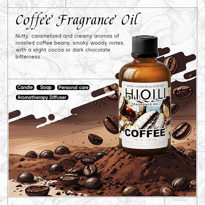HIQILI Coffee Fragrance Oil for Scent Diffuser & Humidifier, Perfect for Candle, Soap, Perfume Making, New Car & Home - 1 Fl Oz - Bloomnest