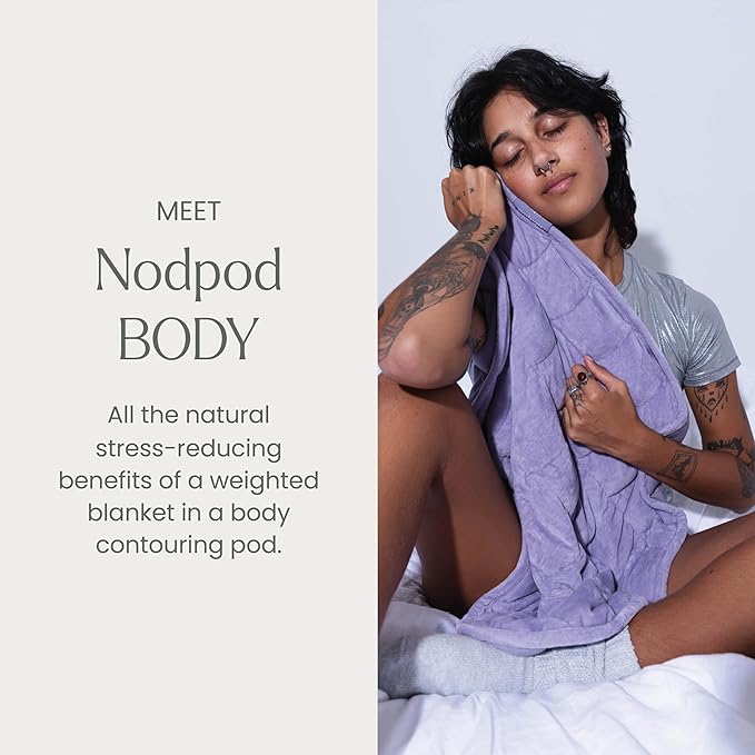 Nodpod Weighted Blanket & Sleep Mask Bundle – Ultra-Soft Body Blanket with Glass Beads + Light-Blocking Eye Mask – Relaxation, Comfort, Travel & Better Sleep - Wisteria - Bloomnest