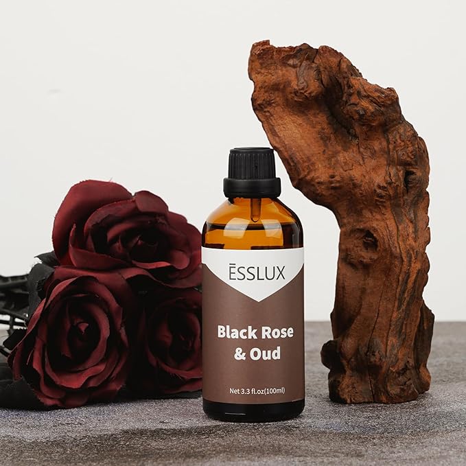 Black Rose & Oud Fragrance Oil, ESSLUX Large Single Scented Oils 100 ml (3.3 oz), Aromatherapy Essential Oils for Home for Diffuser, Massage, Soap, Candle Making Scents - Bloomnest