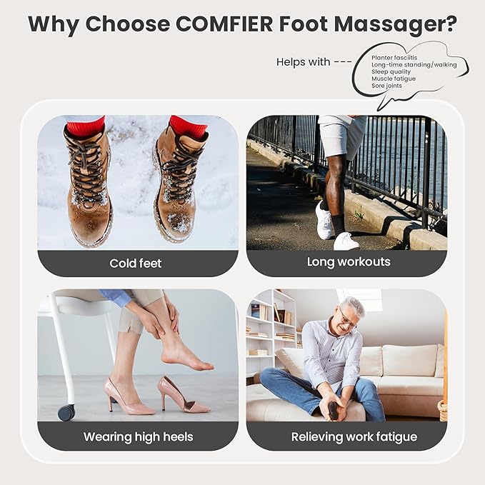 COMFIER HSA Eligible Shiatsu Foot Massager Machine with Heat, FSA Foot Massager for Neuropathy Plantar Fasciitis, Deep Kneading Feet Massager with Heat,Up to Men Size 13, Christmas Gifts for Men Women - Bloomnest