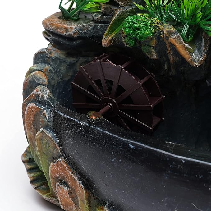 Tabletop Fountains Decorations Indoor Relaxation Desktop Fountain Waterfall,Indoor Waterfall Feature with Colour Changing LED Lighting,Old Man,Waterfall for Home Office Bedroom Desk Ornaments