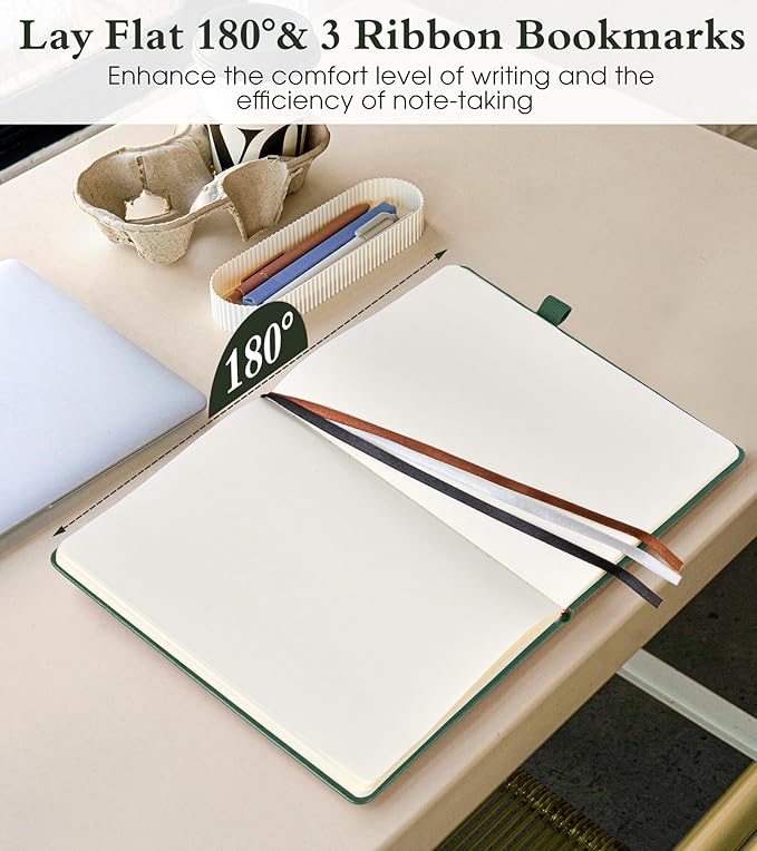 Blank Journal Notebook for Women Men,160 Pages,A5 Hardcover Sketchbook for Drawing, Sketch book, Unlined Notebooks for School,Work, Note Taking,Travel Journals for Writing 5.8"x8.5" (Green) - Bloomnest