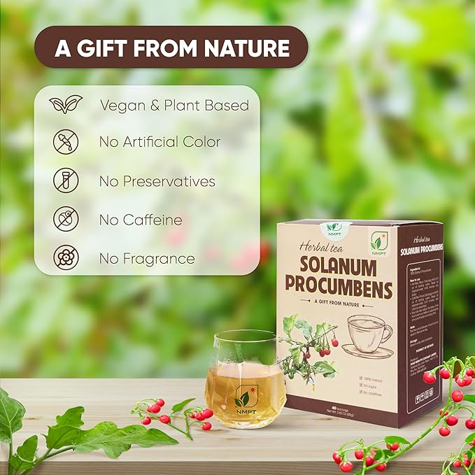NMPT 100% Solanum Procumbens Leaf Tea, Hand Pick, Cà Gai Leo Organic Herbal Tea, 40 Count, Freeze Drying, Gluten Free, Dairy Free, No Sugar Added, Energy Boost & Health Support, 0.07 Oz Each - Bloomnest