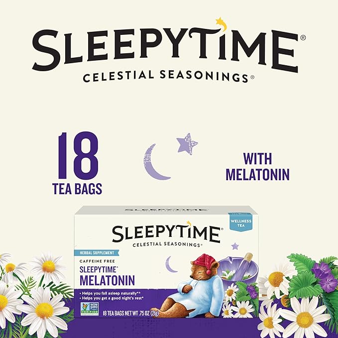 Celestial Seasonings Sleepytime Tea Plus Melatonin, Caffeine Free, Celestial Seasonings Herbal Tea, 18 Bag Box - Bloomnest