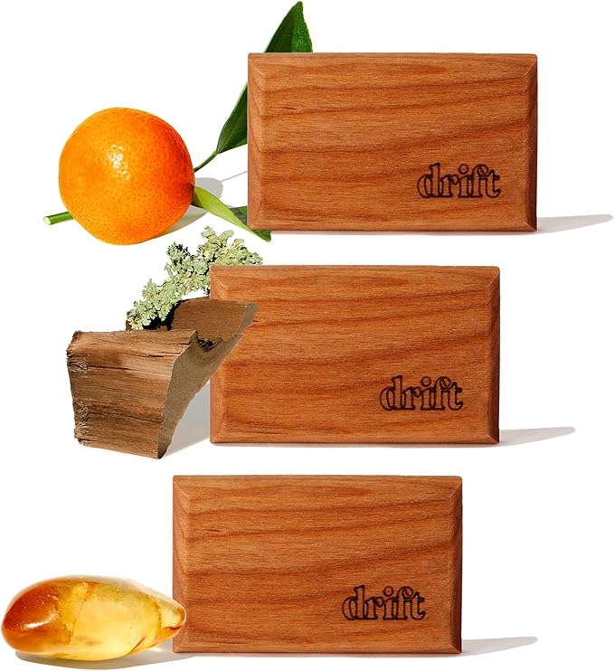 Drift Car Air Freshener - The Original Wood Air Freshener - Car Odor Eliminator - Long Lasting Scent - Metal Clip - Essential Oils - Clean Ingredients - Variety 3 Pack Refill - NO CLIP INCLUDED - Bloomnest