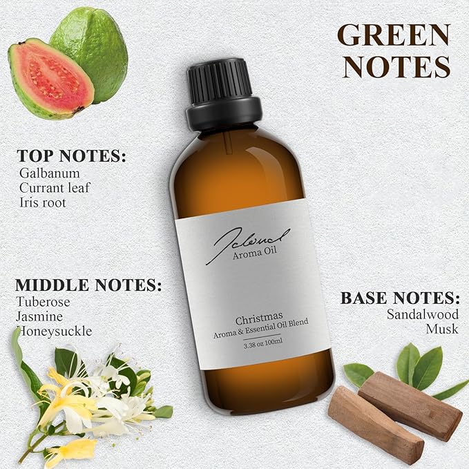 JCLOUD Christmas Essential Oil for Scent Air Machine | Hotel Scent - Pure Aromatherapy Diffuser Oil with Iris Root, Honeysuckle and Sandalwood, Home Luxury & Hotel Scents for Diffusers - 100mL JCLOUD