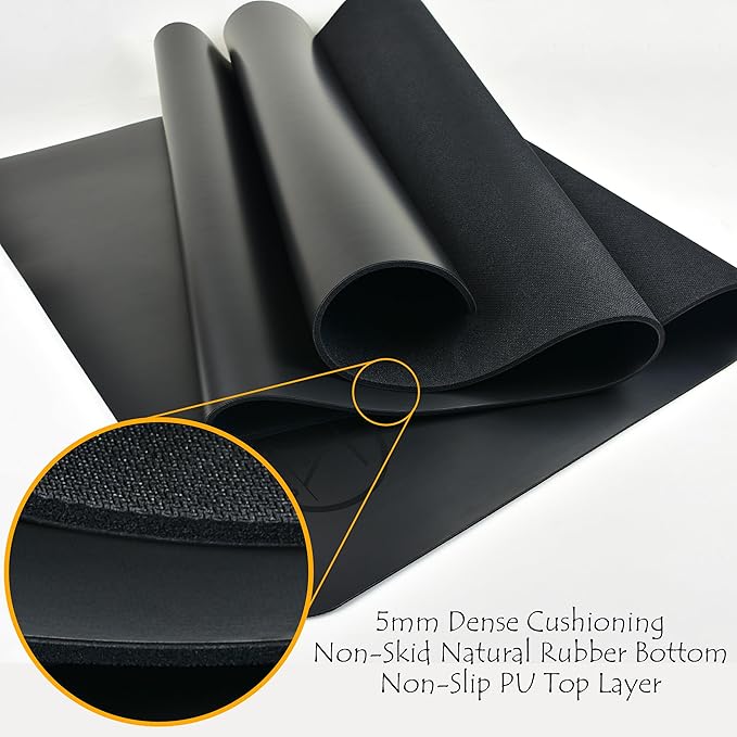 Tatago Hot Yoga Mat Non Slip-Professional Grade Natural Rubber Yoga Mat, Pliates Mat, Stretching Mat or exercise mats for home workout. Nonslip for Hot and Sweaty Classes. Includes Yoga Strap for Carrying and Stretching too. - Bloomnest