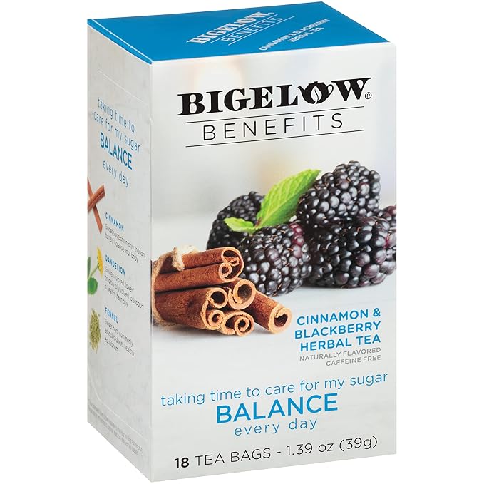 Bigelow Tea Benefits Balance Cinnamon and Blackberry Caffeine Herbal Teabags, 18 Count, Pack of 6 - Bloomnest