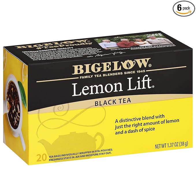 Bigelow Tea Lemon Lift Black Teabags Box, Caffeinated, 20 Count, Pack of 6 - Bloomnest