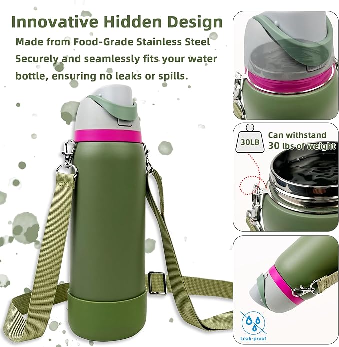 Silicone Boot Set for Owala Water Bottle 24 oz, 32 oz, 40 oz - Includes Non-Slip Sleeve, Shoulder Strap & Handle Strap, Perfect Owala Accessories, Fits Owala Tumbler, Owala FreeSip, Candy Coated SITKOL