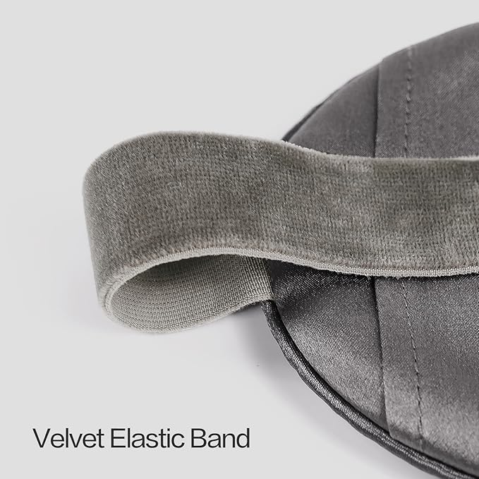22mm Mulberry Silk Beauty Sleep Mask with Velvet Band & Travel Pouch, Light Blocking, Hair & Skin Friendly,Grey, Gift Packaging - Bloomnest