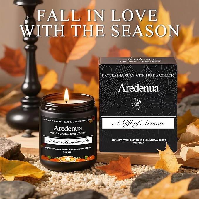 Amber Pumpkin Candle – Cozy Season Candle - Pumpkin Scented Candles for Home, Winter Holiday Soy Candles -7oz, Thanksgiving & Christmas Gift for Women Men - Bloomnest