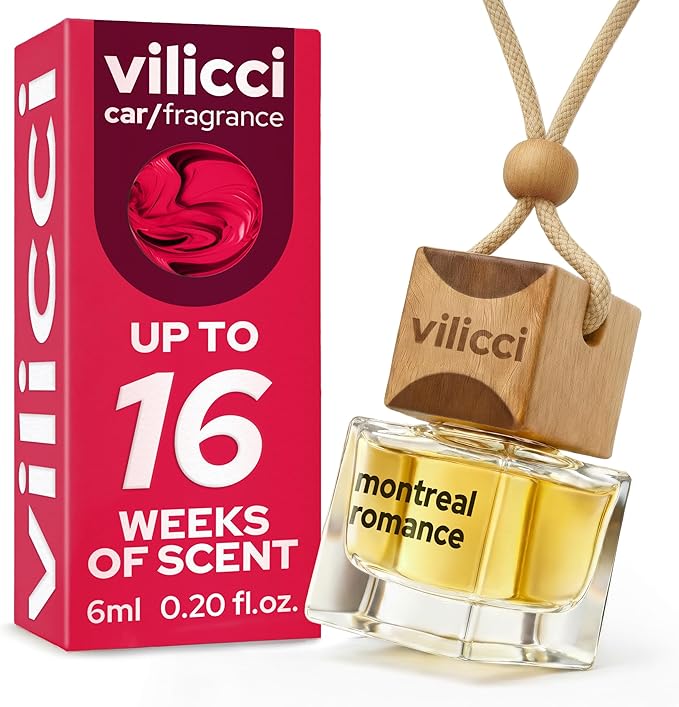 Vilicci Car Air Freshener | Luxurious Auto Perfume | Premium Hanging Air Freshener | Long Lasting Fragrance for Auto and Home | 1 Bottle of Car Scent (1 Count (Pack of 1), Montreal Romance) - Bloomnest