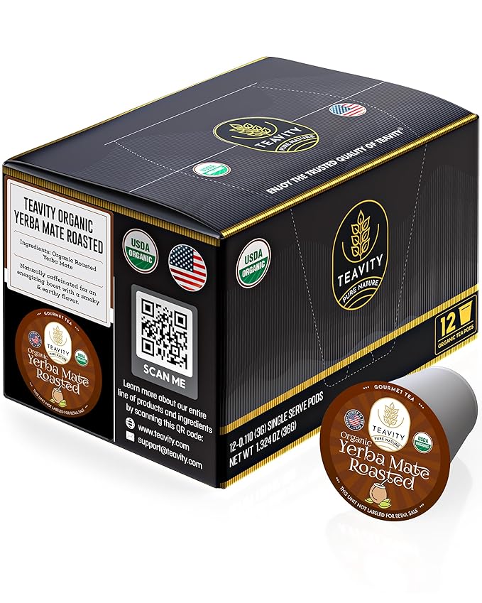 Organic Yerba Roasted Mate Tea Pods for Keurig by Teavity (12 Tea Pods) - Bloomnest