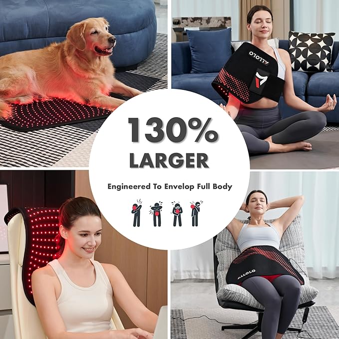 ALLOLO Red Light Therapy for Body, 27.6"*13.9" Large Infrared Light Therapy with Timer, 280pcs 3-in-1 LEDs 660nm&850nm Red Light Therapy Pad for Back Belly Knee Joint (with Storage Bag & Glasses) Bloomnest