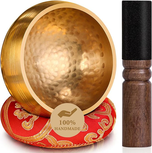 Tibetan Singing Bowls Set Authentic - Handmade in Nepal Sound Bowl for Yoga, Chakra, Meditation, Stress Relief Tool, Meditation Accessories and Unique Gifts for Women, Men RelaehihforEveryone