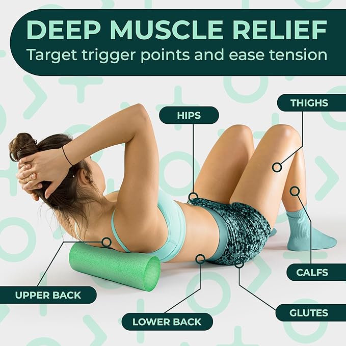 Deep Recovery Yoga Foam Roller for Physical Therapy & Exercise – Soft Back Roller for Back Pain, Legs, and Shoulders, 12in x 4in Travel Size – Deep Tissue Massage for Myofascial Release - Bloomnest