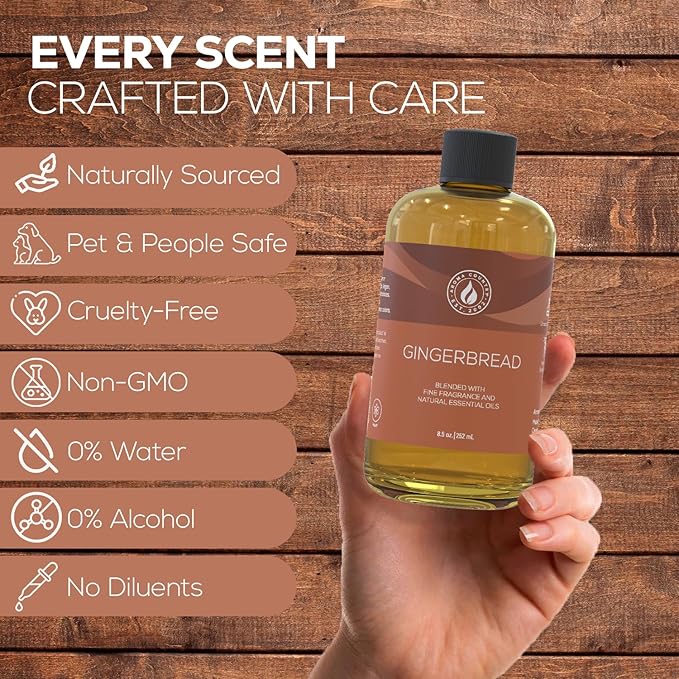 Aroma Country Gingerbread Diffuser Oil - Luxury Essential Oils for Diffuser Refill & Air Freshener Room Spray - Long-Lasting & Natural Home Fragrance, Gingerbread Scented Oil (8.5 Fl. oz) AromaCountry