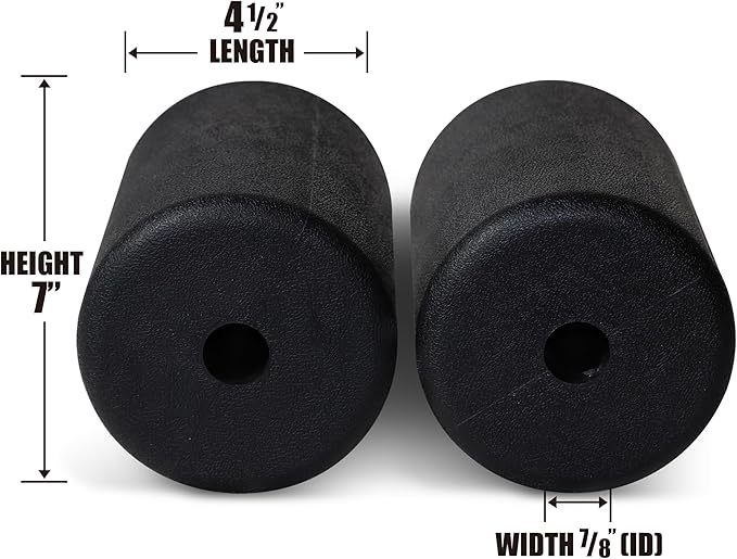 WF Athletic Supply PU/Foam Foot Pads, Foam Roller for Exercise Machines Equipment Replacements, Roller Pad for Leg Extension, PEC Deck Pads for Weight Bench, Sold by Pair (7” x 4.5” OD x 0.875” ID) - Bloomnest