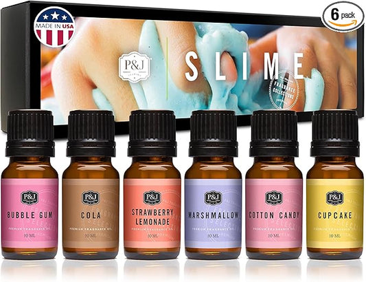 P&J Trading Fragrance Oil Slime Set | Bubble Gum, Cotton Candy, Cupcake, Strawberry Lemonade, Cola, Marshmallow Candle Scents for Candle Making, Freshie Scents, Soap Making, Diffuser Oil Scents - Bloomnest