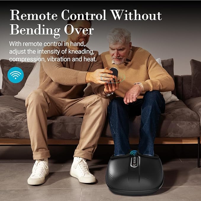 Foot Massager with Heat, Shiatsu Feet Massager with Wireless Remote Control for Neuropathy, Plantar Fasciitis, FSA Eligible, Deep Kneading Foot Massager, Gifts for Women Men Mom Her, Size 13