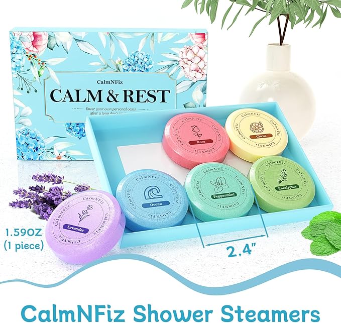 6 Pack Shower Steamers, Bath Bombs with Individually Wrapped, Variety Shower Tablets for Her, Birthday Presents for Men and Women Who Have Everything(6 Scents) - Bloomnest