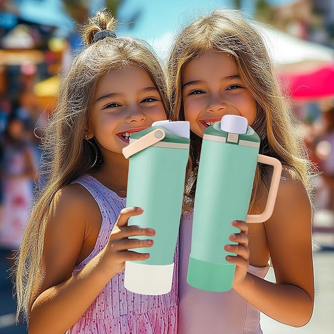 Mity rain 2PCS Protective Silicone Boots for Owala 30oz & 40oz FreeSip Sway Bottles & Tumblers - Accessories for owala, Enhances Stability & Prevents Scratches (Eucalyptus & Lvory) Mityrain