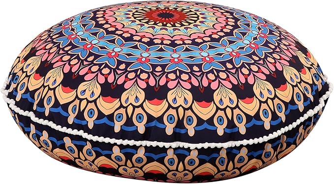 32 inches Meditation Floor Cushion for Adults, Round Large Thick Floor Pillow, Memory Foam Filling, Blue
