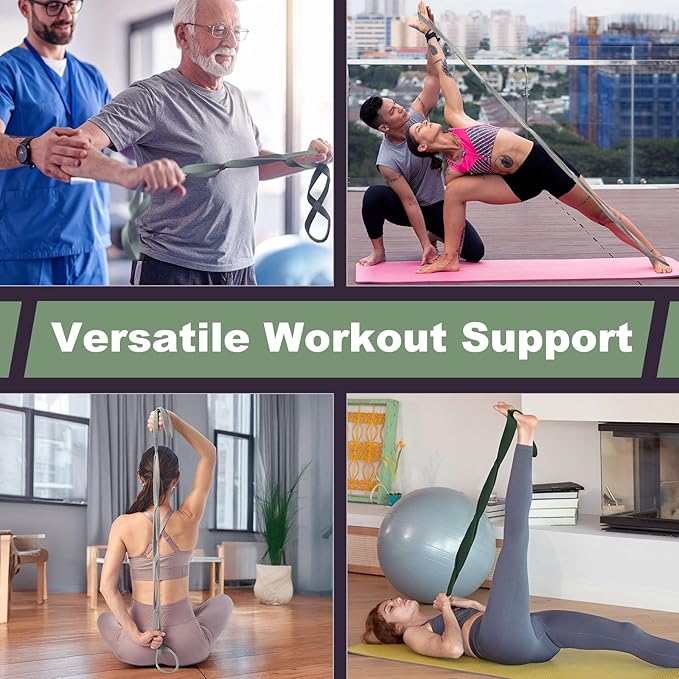 VRTX Stretch Straps for Exercise | Yoga & Pilates Stretching Bands w/ 7 Loops | Resistance Bands for Fitness Workout, Home Gym, Physical Therapy | Soft Mesh Cloth, Durable – Single Pack - Bloomnest