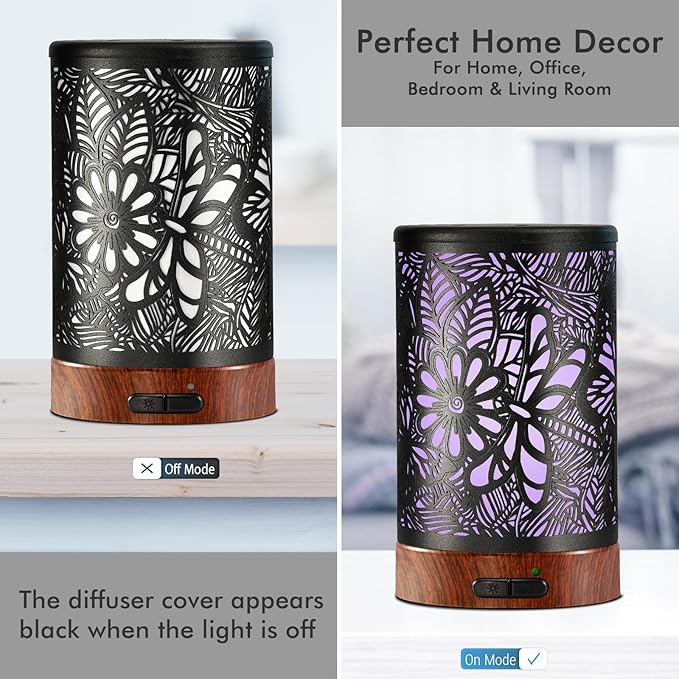 Essential Oil Diffuser Aromatherapy Diffuser - Metal Aroma Diffuser for Home 150ml Ultrasonic Cool Mist Diffuser with 7 Colors Light Auto Shut-Off Protection for Home Office Decor & Gift (Dragonfly) - Bloomnest