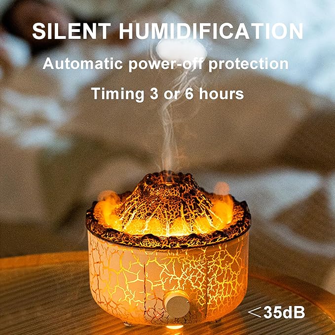 Aromatherapy Essential Oil Diffuser, 560ml Ultrasonic Cool Mist Diffuser/Humidifier with Flame & Volcano 2 Mist Mode, for Bedroom,Office,Home, Auto Shut-Off, Remote Control, Gift (White) - Bloomnest