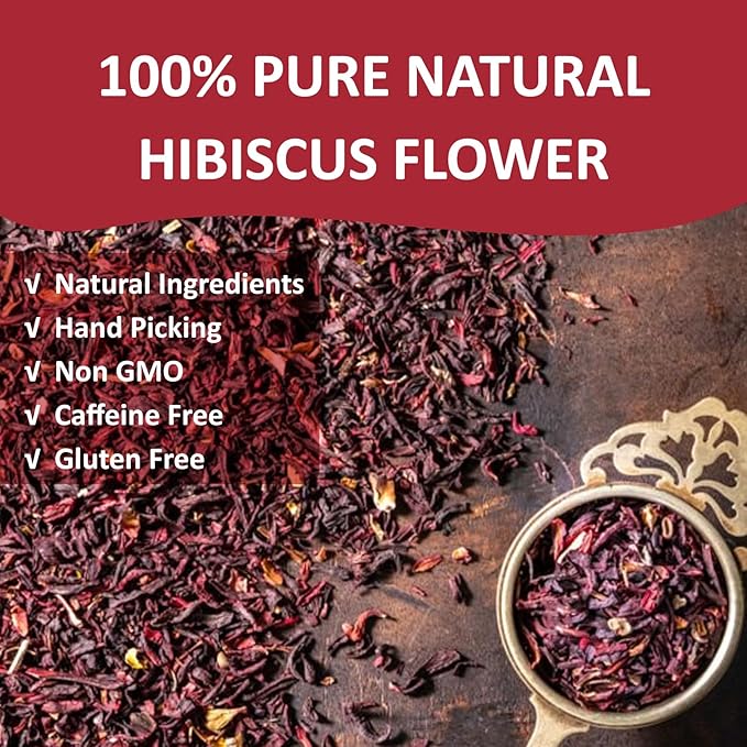 Ovikaso Tea, Hibiscus Tea Bags, Roselle Tea, 50 Pyramid Tea Bags, 2g/bag, 100% Natural, Non-GMO, No Caffeine, Brew Hot or Iced Tea, Baking, Cocktail, Rich in Antioxidants - Bloomnest