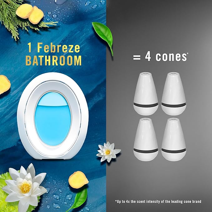 Febreze Bathroom Air Freshener, Odor-Fighting, Plug In Alternative, Air Fresheners for Home and Bathroom and Kitchen, Closet Air Fresheners, Ocean Scent, 4 Count - (Packaging May Vary) - Bloomnest