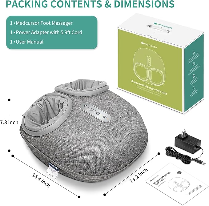 Medcursor Foot Massager Machine with Heat, Shiatsu Deep Kneading, Delivers Relief for Tired Muscles and Plantar, Multi-Level Settings & Adjustable Intensity for Home or Office Use, Gifts for Women Mom - Bloomnest