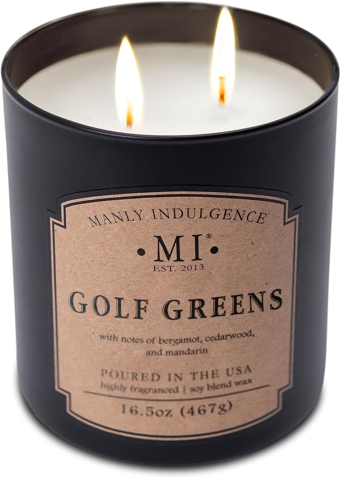 Manly Indulgence Golf Greens Scented Candles for Men, 2 Wick, 16.5 oz, Premium Soy Blend Wax, 60H Burn, Candles for Home Scented - Made in The USA - Bloomnest