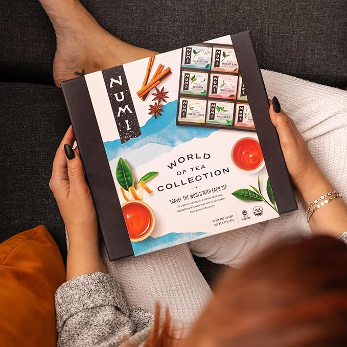 Numi Organic Tea World of Tea Gift Set, 45 Tea Bags, Fair Trade Black, Green, Maté, Rooibos & Herbal Tea Sampler - Bloomnest