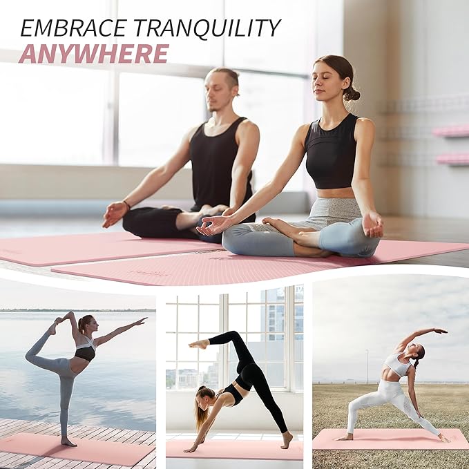 CAMBIVO Yoga Mat for Women Men Kids, 1/3 & 1/4 & 2/5 Inch Extra Thick Yoga Mat Non Slip, 72" x 24" TPE Yoga Mats, Workout Mat with Carrying Strap for Yoga, Pilates and Floor Exercises - Bloomnest