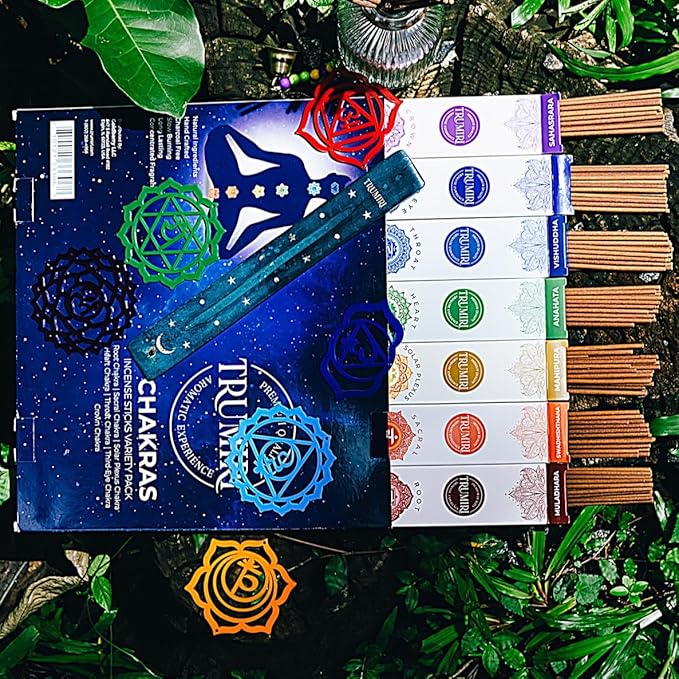Chakra Incense Sticks - Total 120 Insence-Sticks (20 Insense x 6 Incents) - Incienso Incents-Sticks for 7 Chakra Meditation Muladhara Sacral Manipura Heart Throat Crown Ajna + Incense Holder - Bloomnest