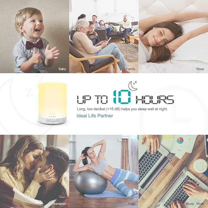 ASAKUKI 300ML Essential Oil Diffuser, Quiet 5-in-1 Premium Humidifier, Home Fragrance Aroma Diffuser with 7 LED Color Changing Light and Auto-Off Switch -White - Bloomnest