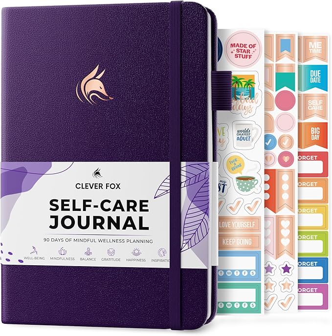 Clever Fox Self-Care Journal – Daily Reflection Notebook – Mental Health & Personal Development Planner, Meditation & Mood Log, A5 (Purple) - Bloomnest