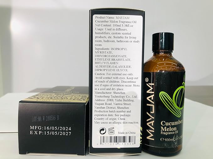 MAYJAM 100ML/3.38FL.OZ Cucumber Melon Fragrance Oils with Glass Dropper, Essential Oils for Diffusers for Home, Long Lasting Scented Oils for Diffusers Soap Candle Making - Bloomnest
